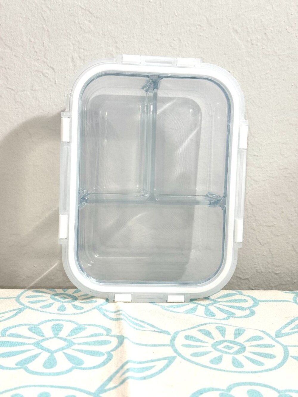 NEW Clear Divided Glass Food Storage Container Meal Prep Lunch Box